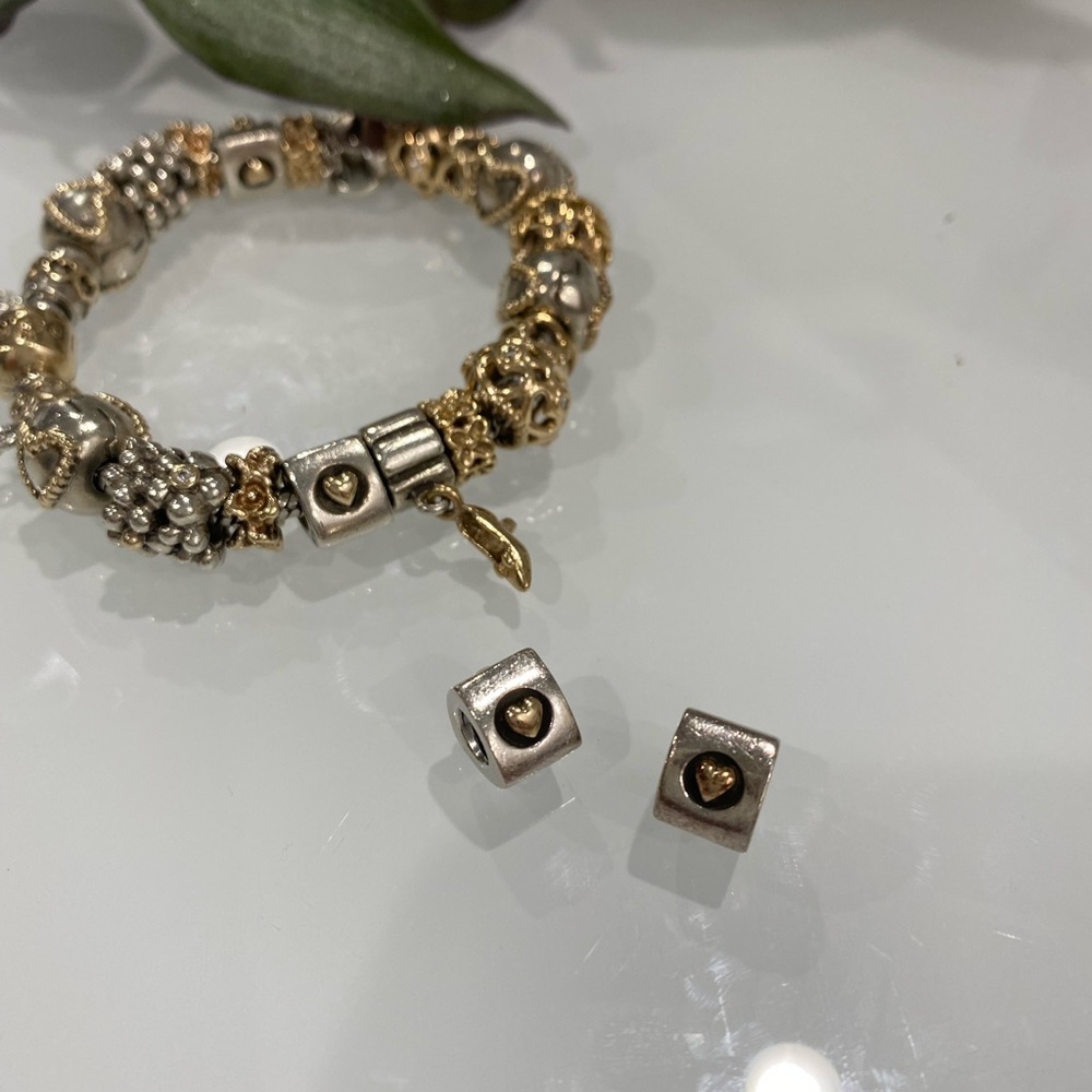 Authentic Pandora ~ Retired Heart of Gold 💕Two-tone Charm